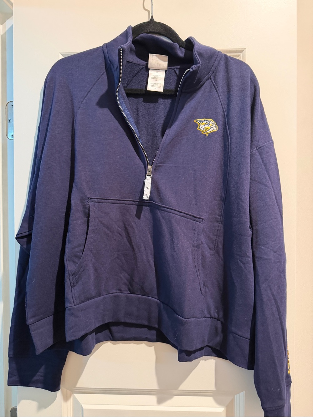 Navy Quarter-Zip Sweater with Embroidered Logo